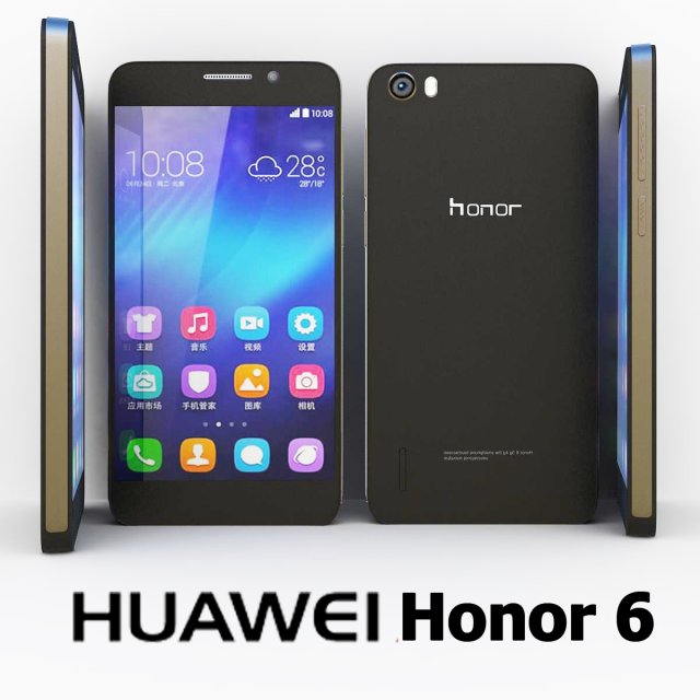 huawei honor 6 black Model 3D .c4d .max .obj .3ds .fbx .stl .blend 