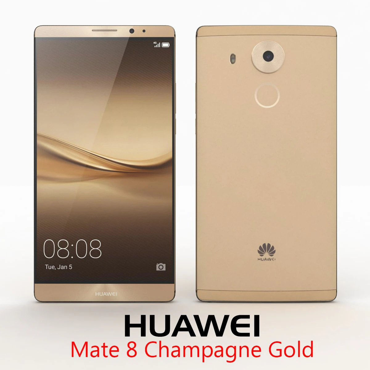 huawei mate 8 champagne gold 3D Model .c4d .max .obj .3ds .fbx .stl .blend 