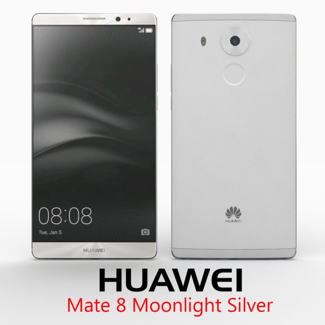 huawei mate 8 moonlight silver 3Dモデル .c4d .max .obj .3ds .fbx .stl .blend 