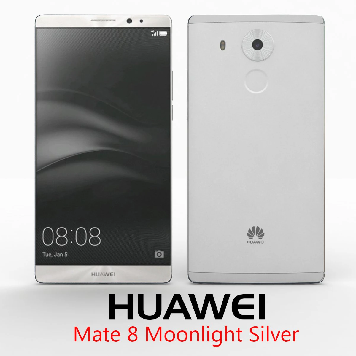huawei mate 8 moonlight silver 3D Model .c4d .max .obj .3ds .fbx .stl .blend 