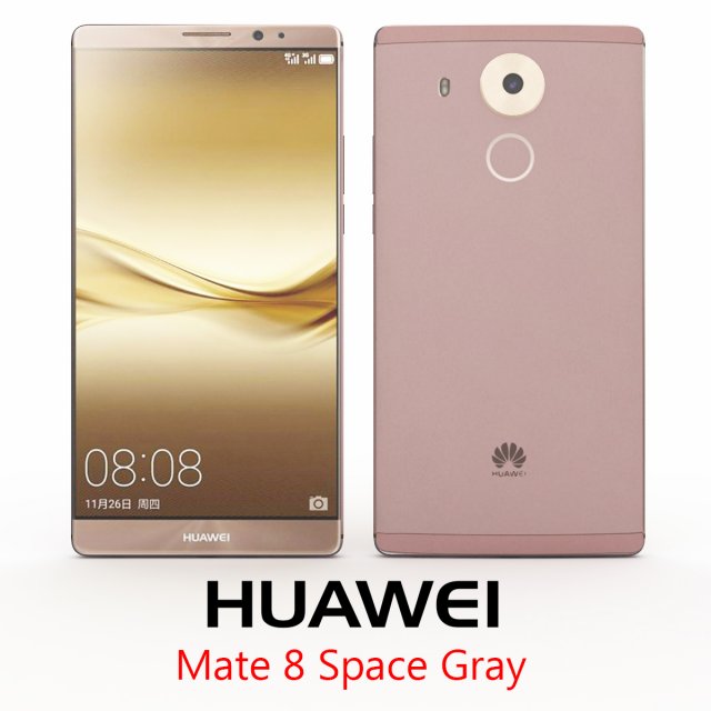 huawei mate 8 space gray Model 3D .c4d .max .obj .3ds .fbx .stl .blend 
