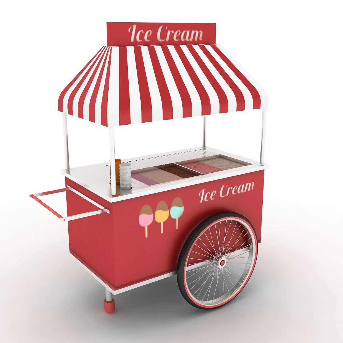 ice cream cart 3D Model .c4d .max .obj .3ds .fbx .stl .blend