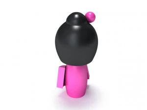 japanese wooden doll 3D Model