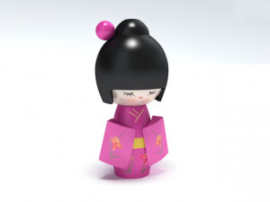 japanese wooden doll Modèle 3D