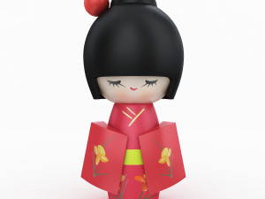 japanese wooden doll 2 3D Model