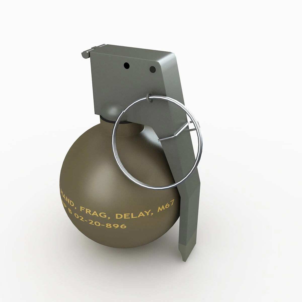 m67 hand grenade 3D Model .c4d .max .obj .3ds .fbx .stl .blend