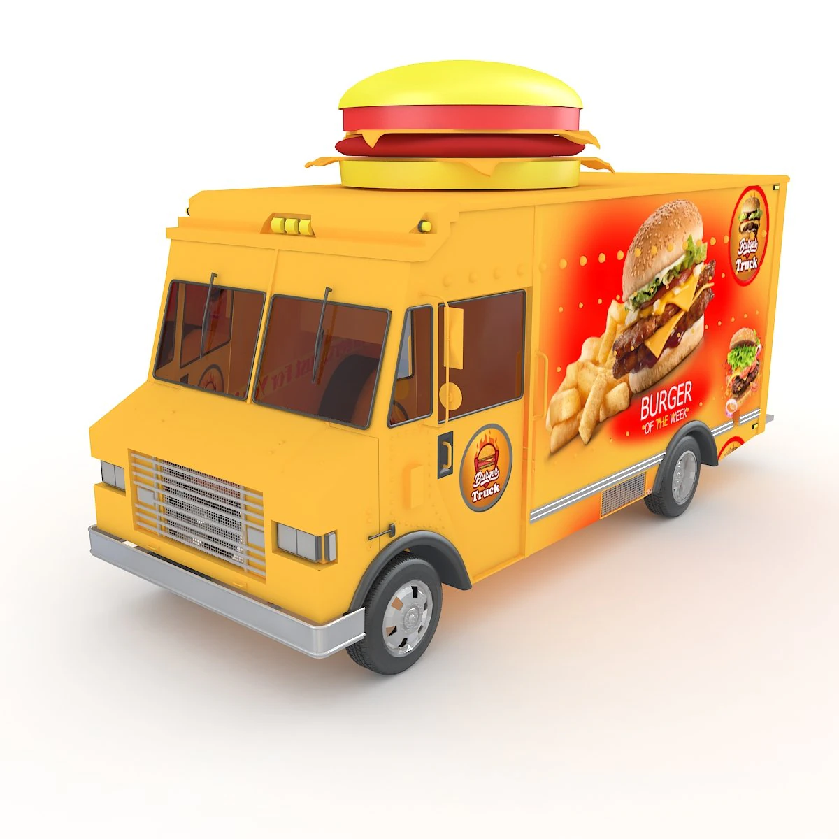 burger truck 3D Model .c4d .max .obj .3ds .fbx .stl .blend 