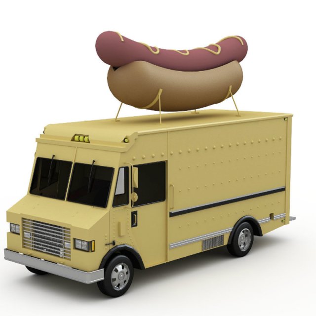 hot dog truck 3D Model .c4d .max .obj .3ds .fbx .stl .blend 