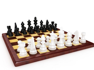 chess board pieces 3D Model