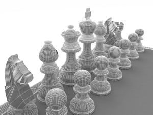 chess board pieces 3D Model