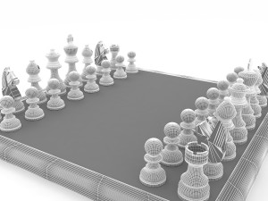 chess board pieces 3D Model