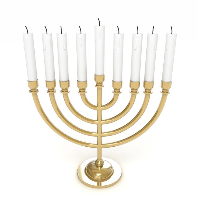 menorah with candle Model 3D .c4d .max .obj .3ds .fbx .stl .blend 