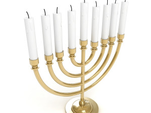 menorah with candle Model 3D