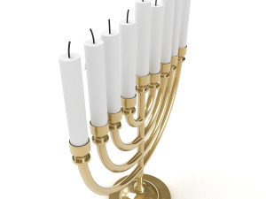 menorah with candle Model 3D