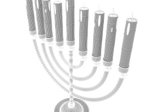 menorah with candle Model 3D