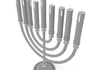 menorah with candle Model 3D