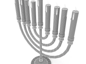 menorah with candle 3D Model
