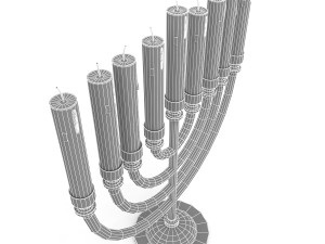 menorah with candle Model 3D