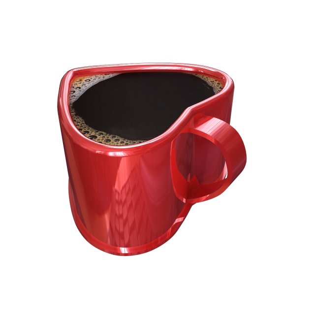 heart shaped coffee cup Modelo 3D .c4d .max .obj .3ds .fbx .stl .blend 