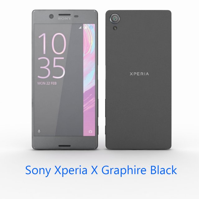 Sony xperia x black 3D 모델 .c4d .max .obj .3ds .fbx .stl .blend 