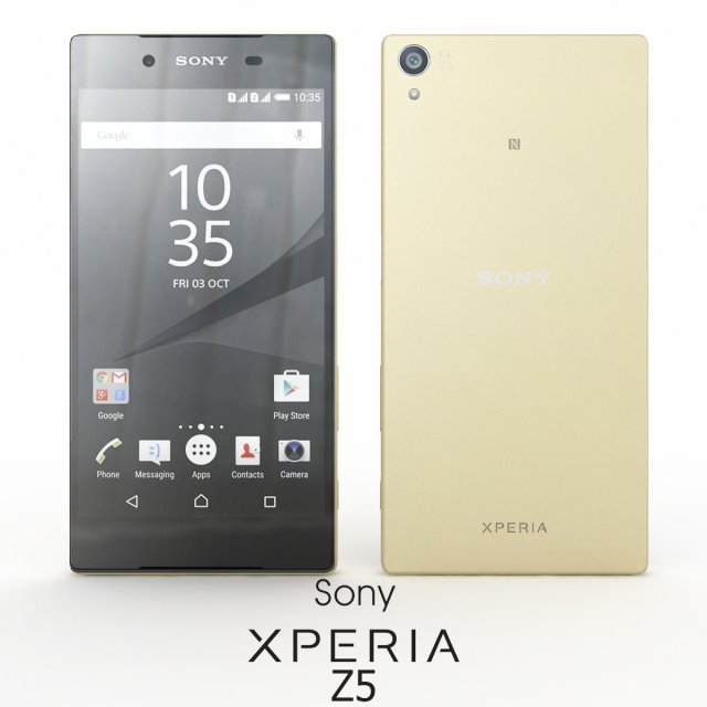 Sony xperia z5 gold cell mobile phone cellular android smartphone electronics 3D मॉडल .c4d .max .obj .3ds .fbx .stl .blend 