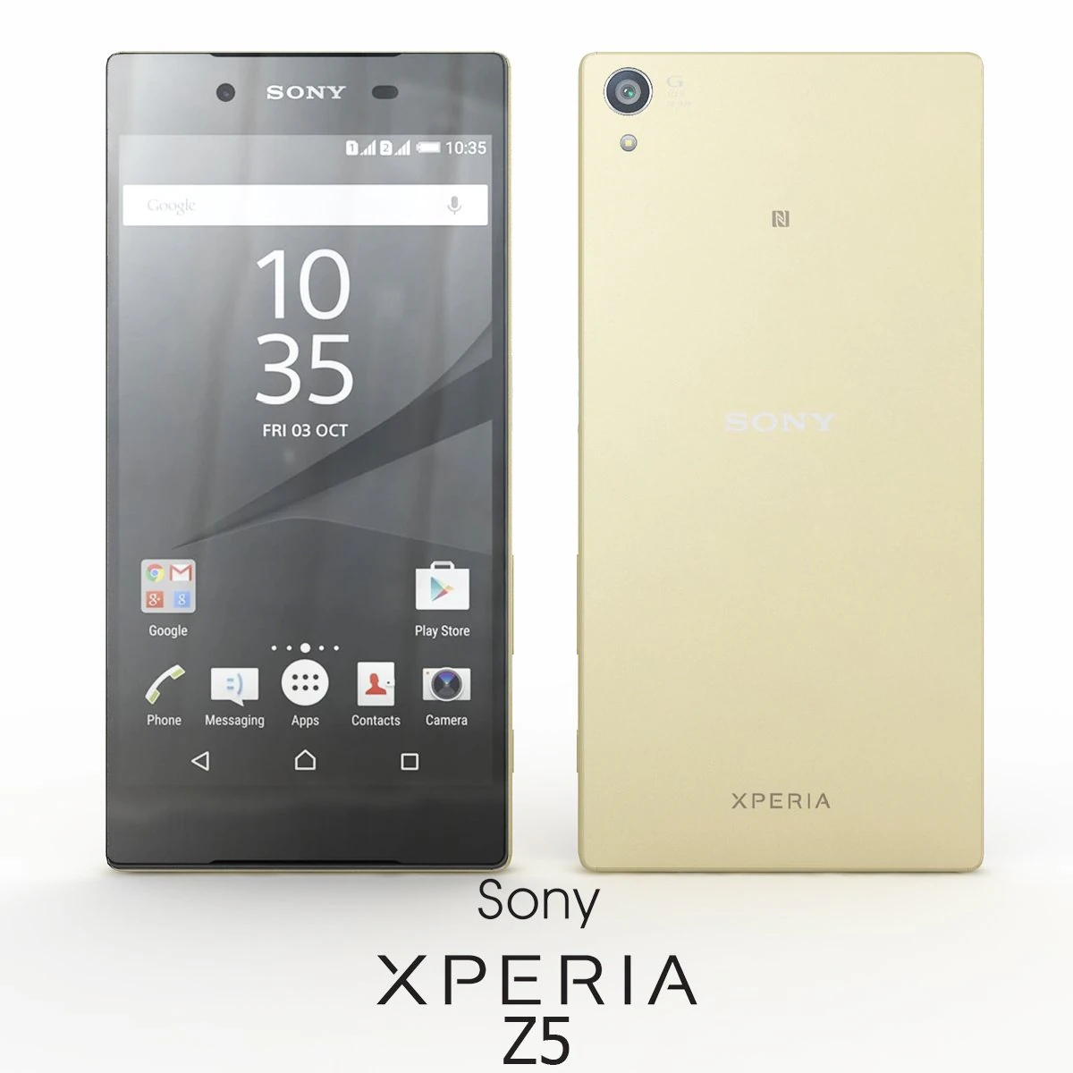 Sony xperia z5 gold cell mobile phone cellular android smartphone electronics 3D Model .c4d .max .obj .3ds .fbx .stl .blend