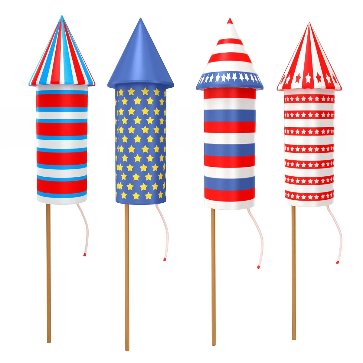 Firework rocket collection 3D Model .c4d .max .obj .3ds .fbx .stl .blend 