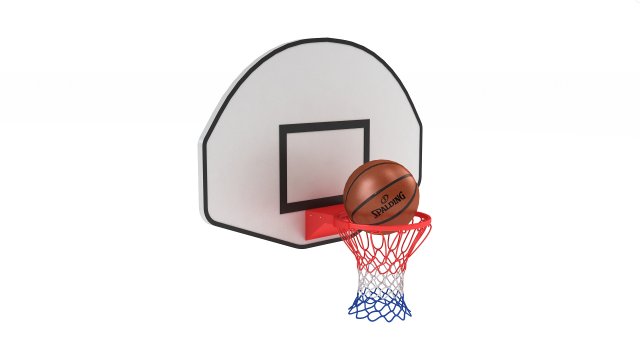 Basketball Rim with Spalding Basketball 3D Модель .c4d .max .obj .3ds .fbx .stl .blend 