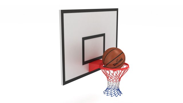 Basketball Rim with Spalding Basketball 2 3D Модель .c4d .max .obj .3ds .fbx .stl .blend 