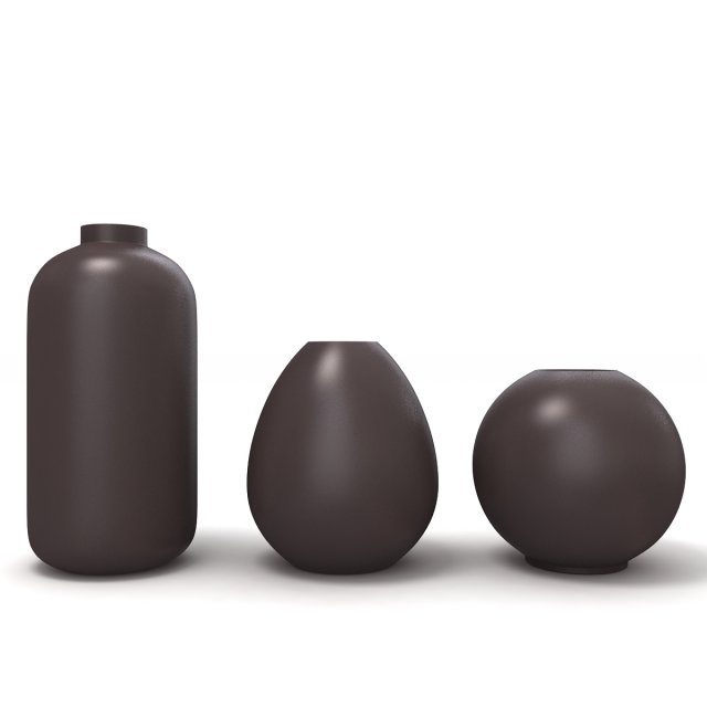 Ceramic Flower Vase Set 3D Model .c4d .max .obj .3ds .fbx .stl .blend 
