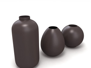 Ceramic Flower Vase Set 3D Model