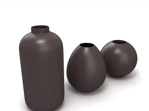 Zestaw ceramicznych wazon&oacute;w na kwiaty Model 3D