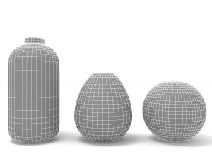 Ceramic Flower Vase Set 3D Model