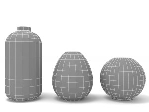 Ceramic Flower Vase Set 3D Model