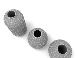 Zestaw ceramicznych wazon&oacute;w na kwiaty Model 3D