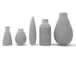 Ceramic Flower Vase Set 2 3D Model