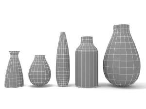 Ceramic Flower Vase Set 2 3D Model