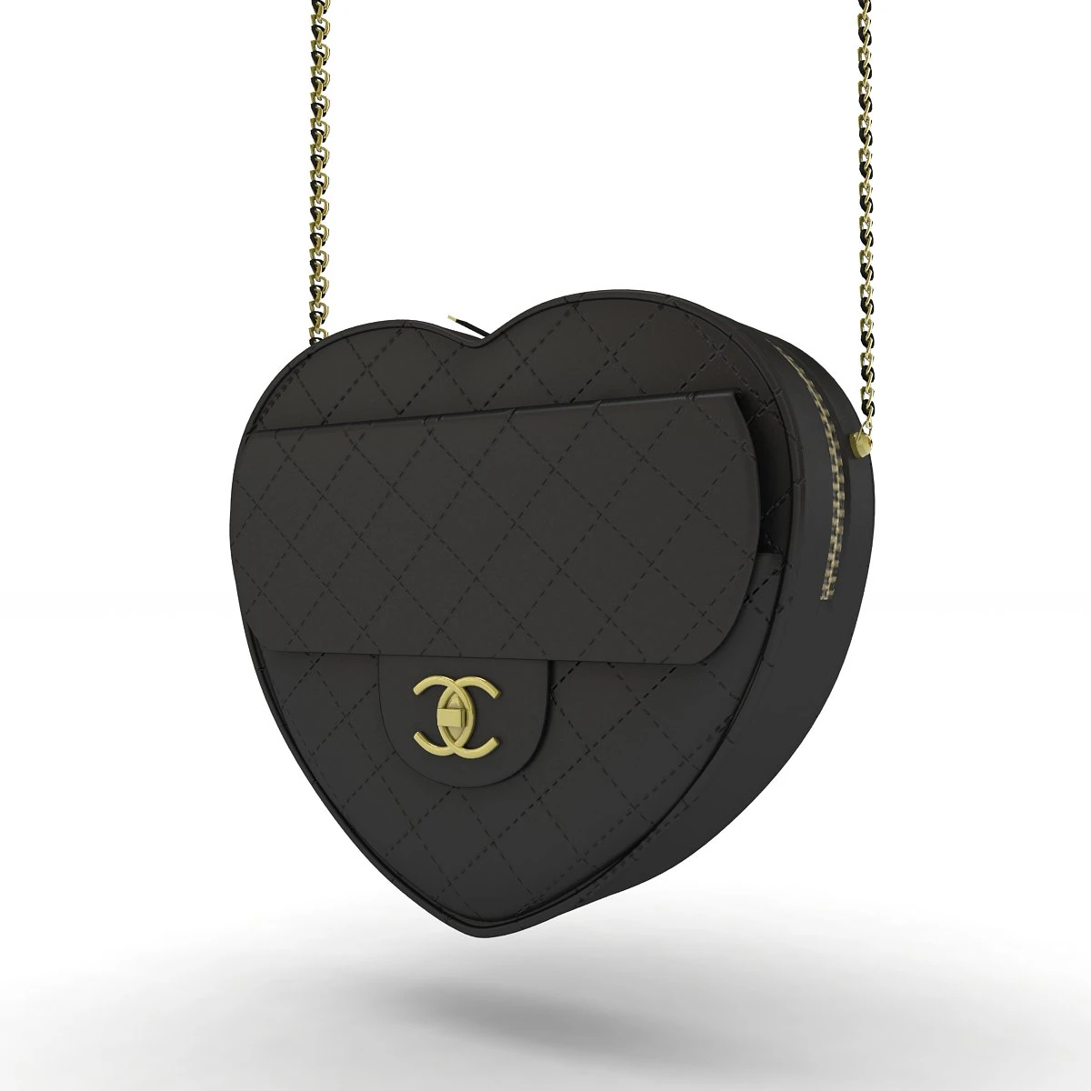 Chanel Heart Bag 3D Model .c4d .max .obj .3ds .fbx .stl .blend 