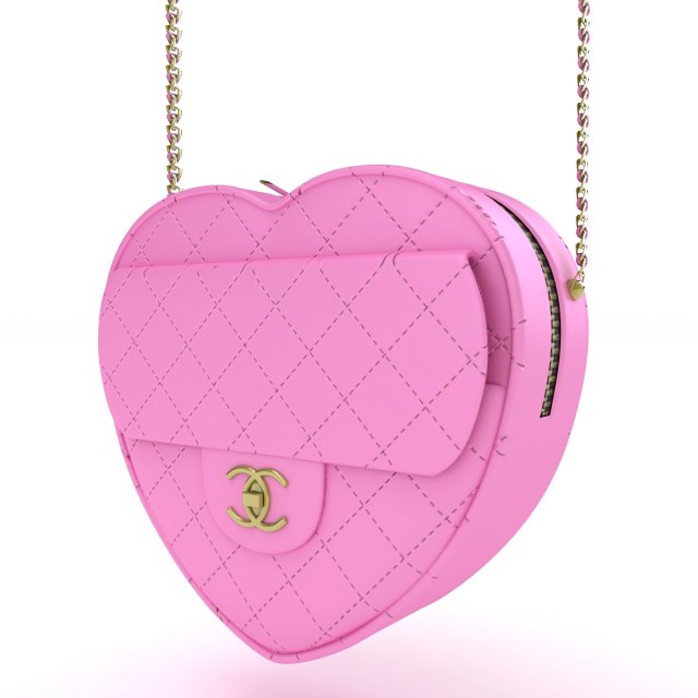 Chanel Heart Bag Blue Pink 3D 模型 .c4d .max .obj .3ds .fbx .stl .blend 