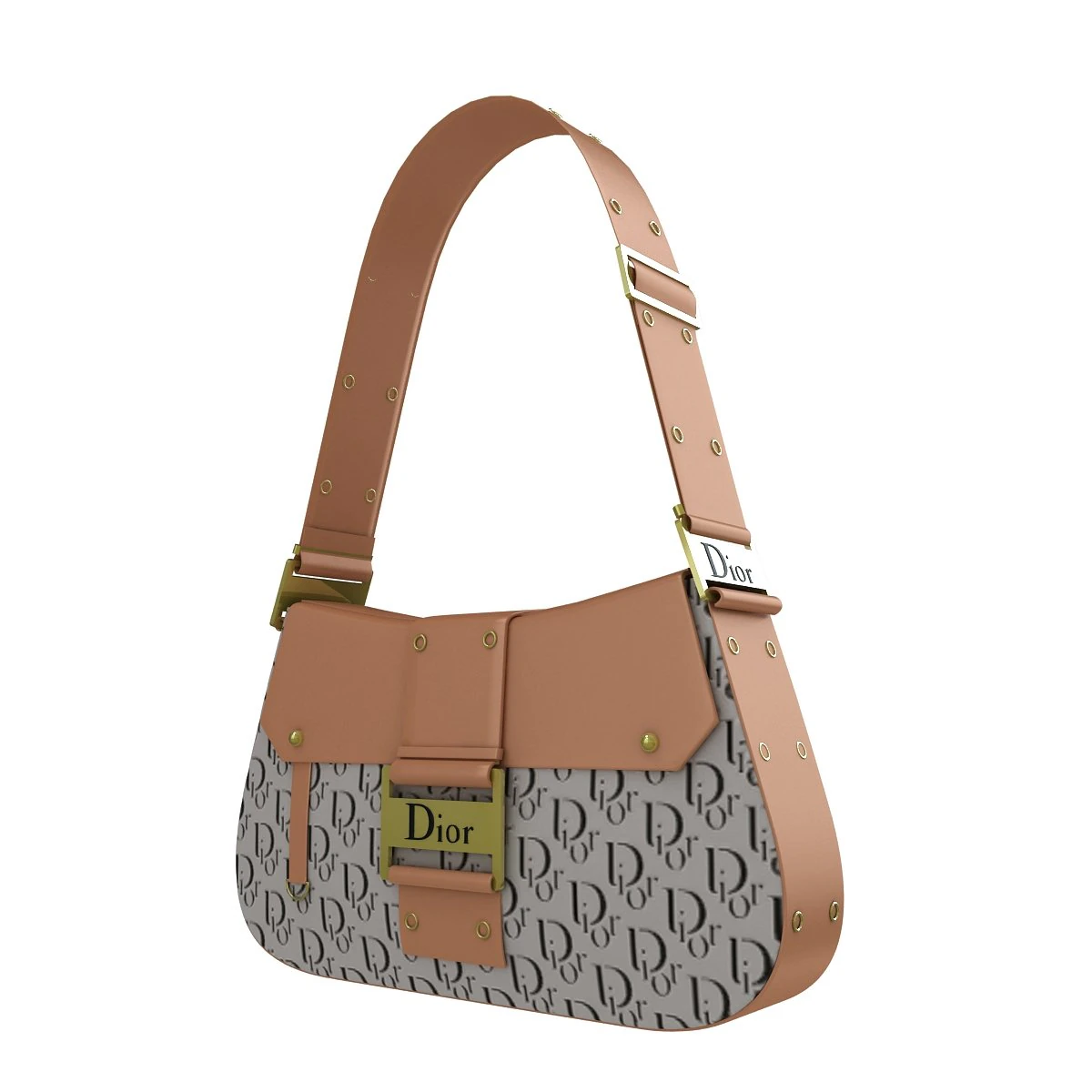 Dior Street Chic bag Brown Black Print 3D Model .c4d .max .obj .3ds .fbx .stl .blend 