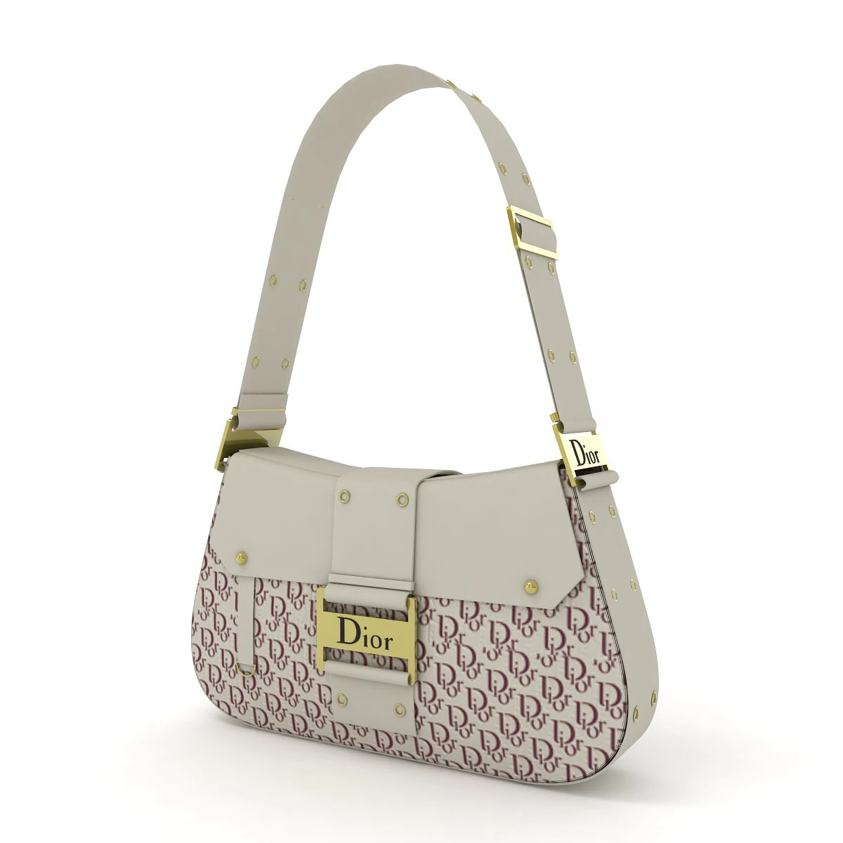 Dior Street Chic bag Cream Red 3D Model .c4d .max .obj .3ds .fbx .stl .blend 