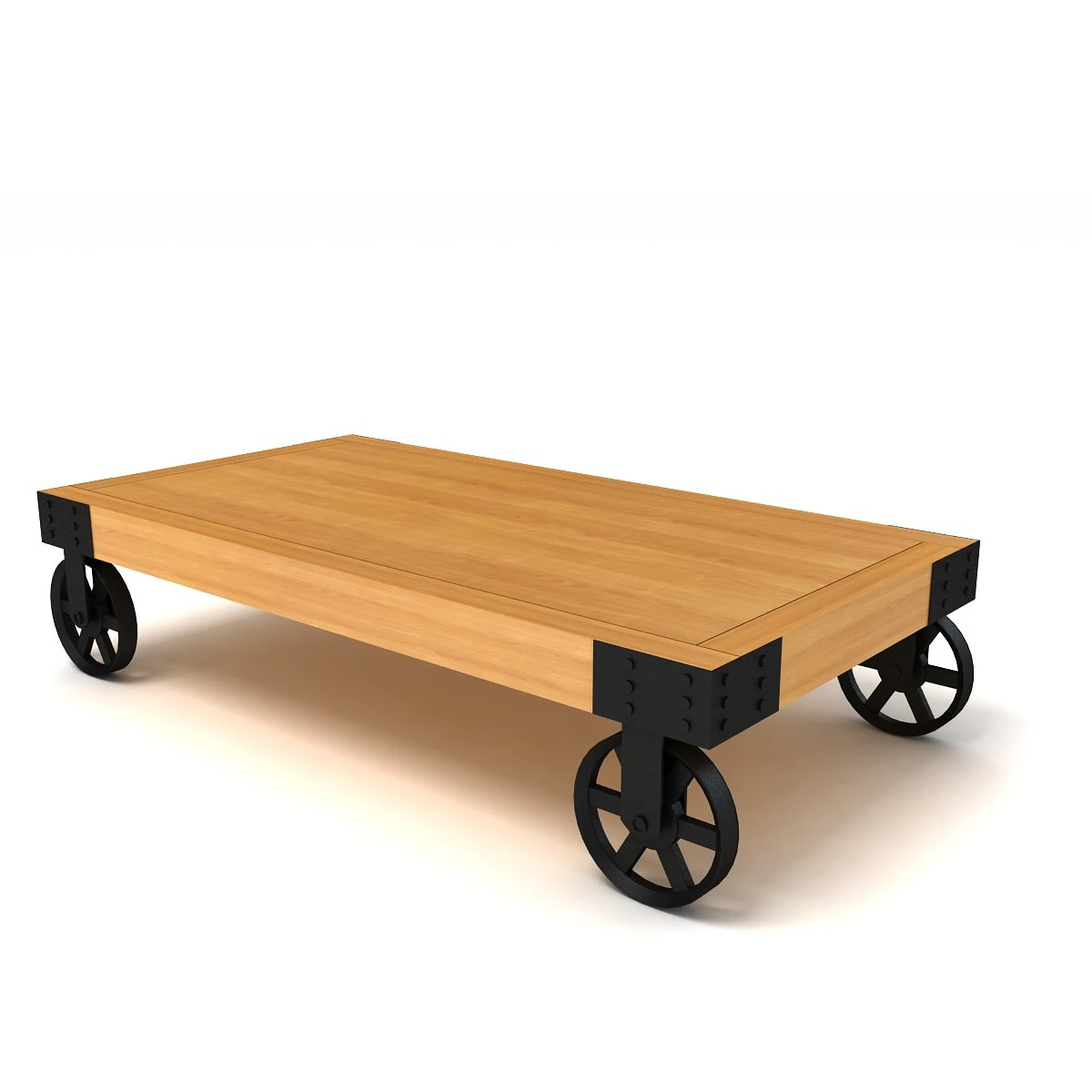 Industrial Cart Coffee Table 3D Model .c4d .max .obj .3ds .fbx .stl .blend 