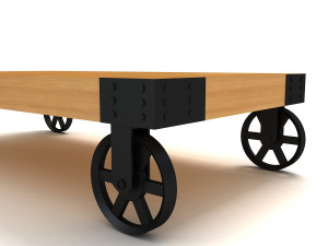 Industrial Cart Coffee Table Modelo 3D