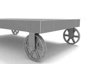 Industrial Cart Coffee Table 3D Model