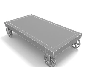 Industrial Cart Coffee Table 3D Model