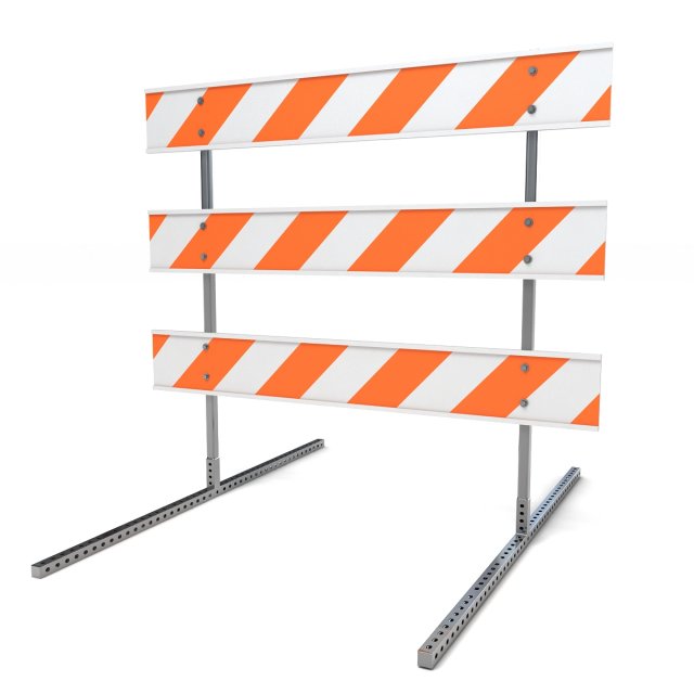 Steel Barricade 3 3D Model .c4d .max .obj .3ds .fbx .stl .blend 