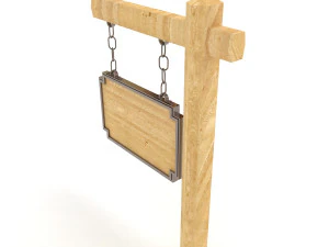 Wooden Signboard 3D Model