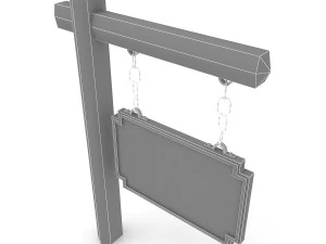 Wooden Signboard 3D Model
