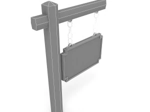 Wooden Signboard 3D Model