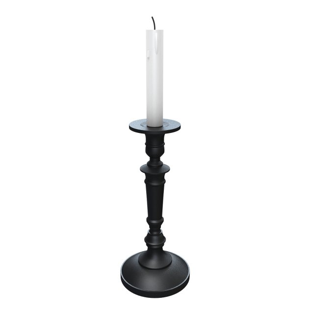 Old candlestick with candle 3D मॉडल .c4d .max .obj .3ds .fbx .stl .blend 